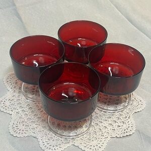 Set of Four Red Glass Goblets